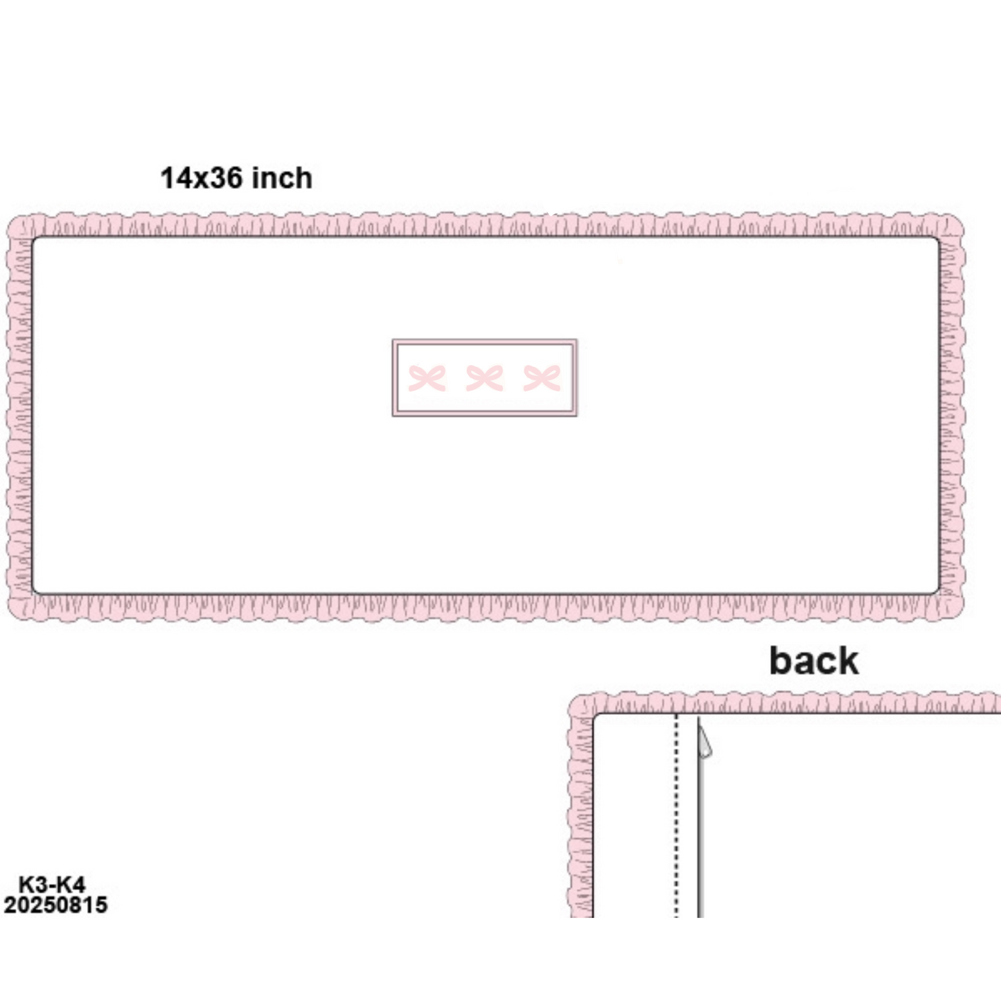 PO21: White & Pink Large Lumbar Pillow w/ Bows