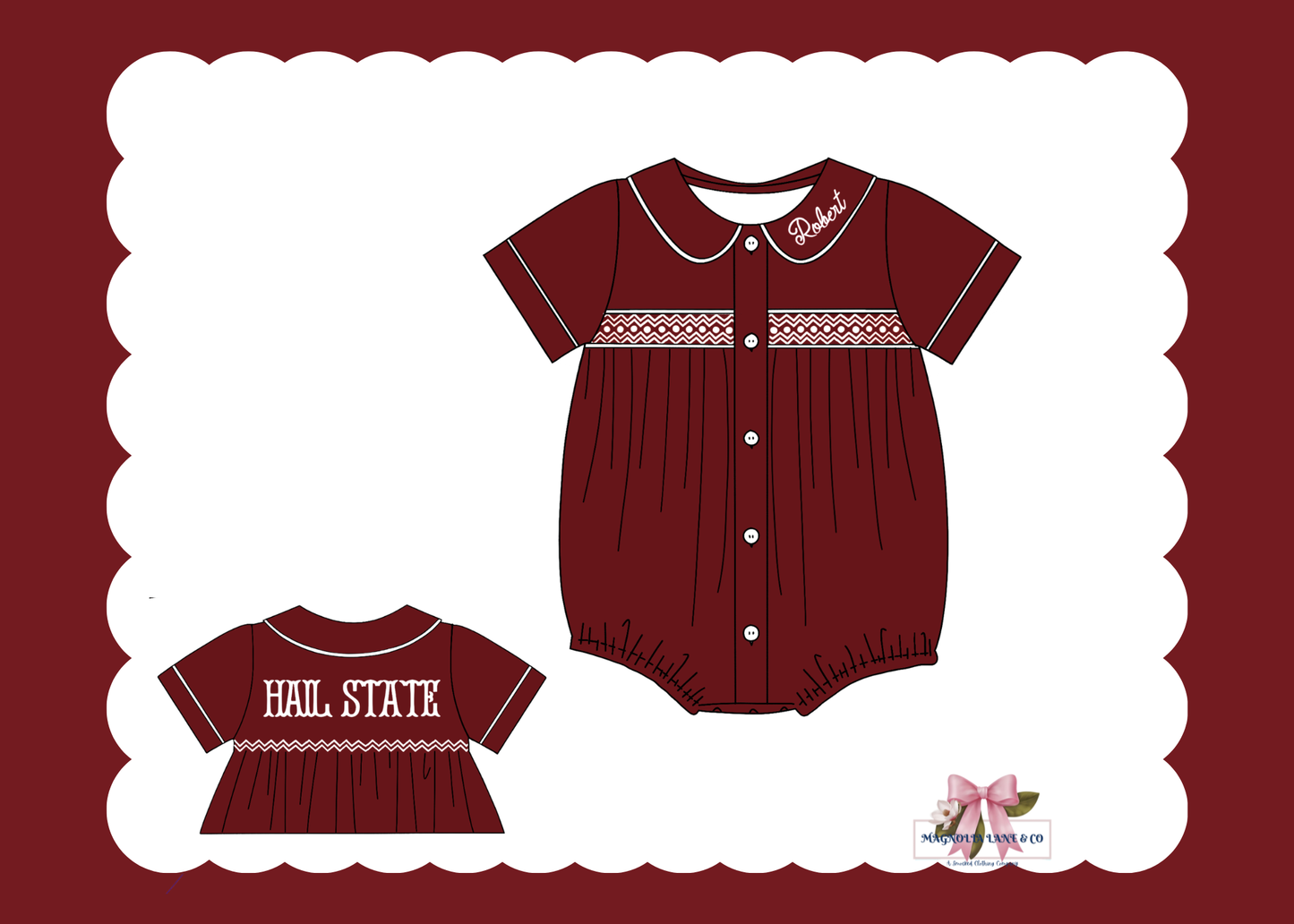 PO23: Boy’s Maroon & White Tiny Tailgators Bubble