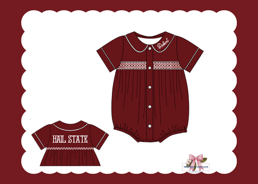 PO23: Boy’s Maroon & White Tiny Tailgators Bubble