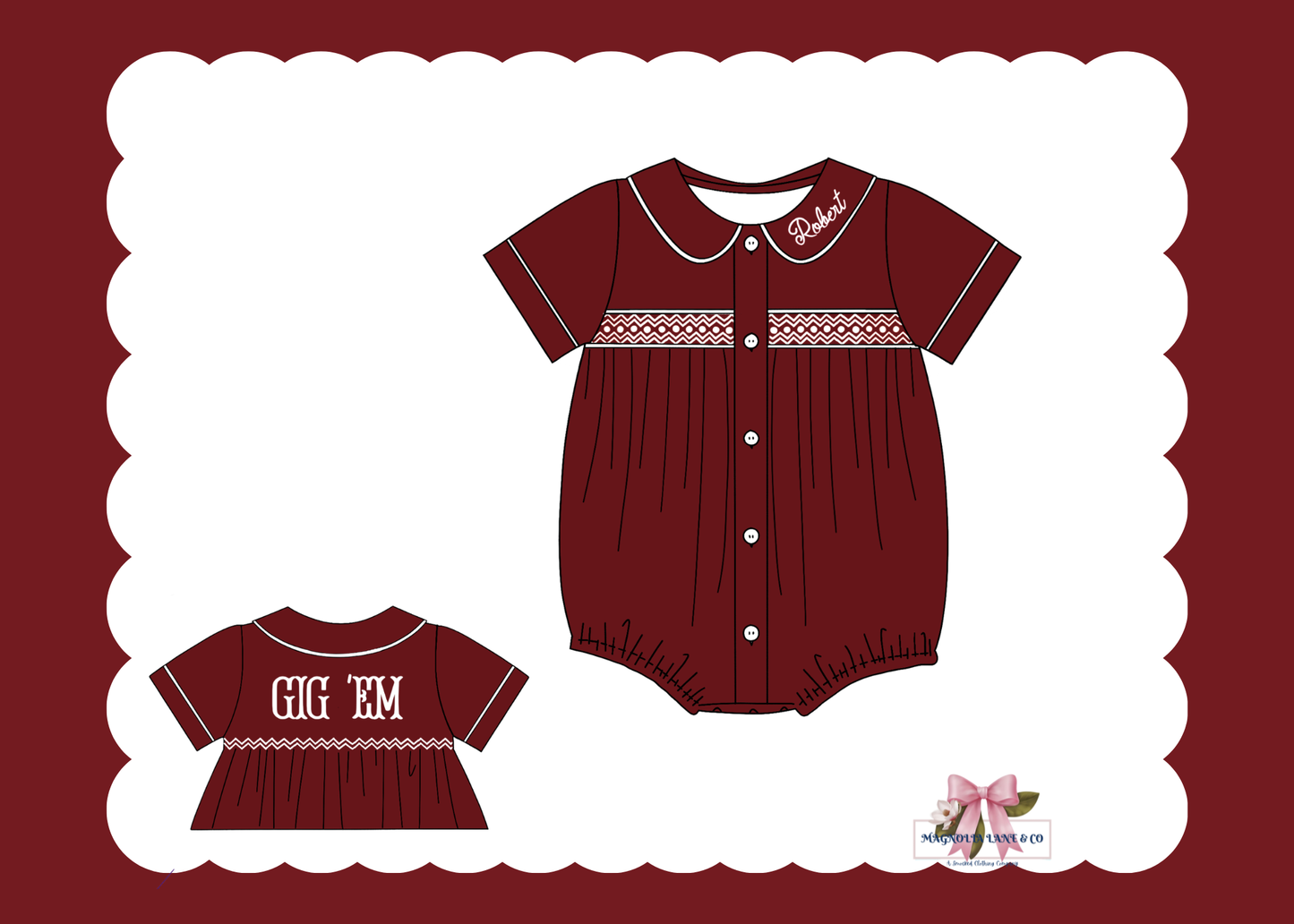PO23: Boy’s Maroon & White Tiny Tailgators Bubble