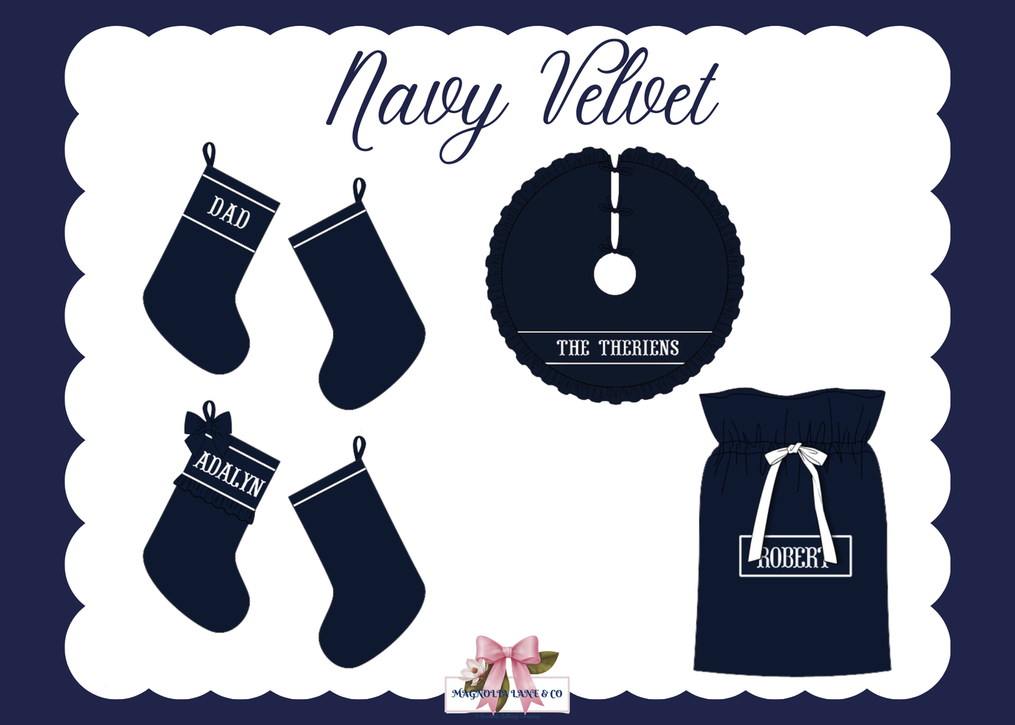 PO27: Navy Velvet Quilted Christmas Decor (ETA: November)