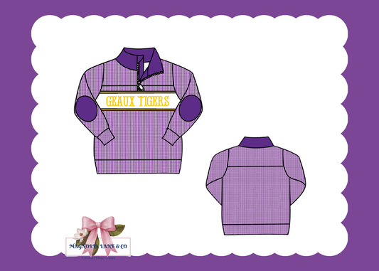 PO23: Boy's Purple & Gold Smocked Pullover