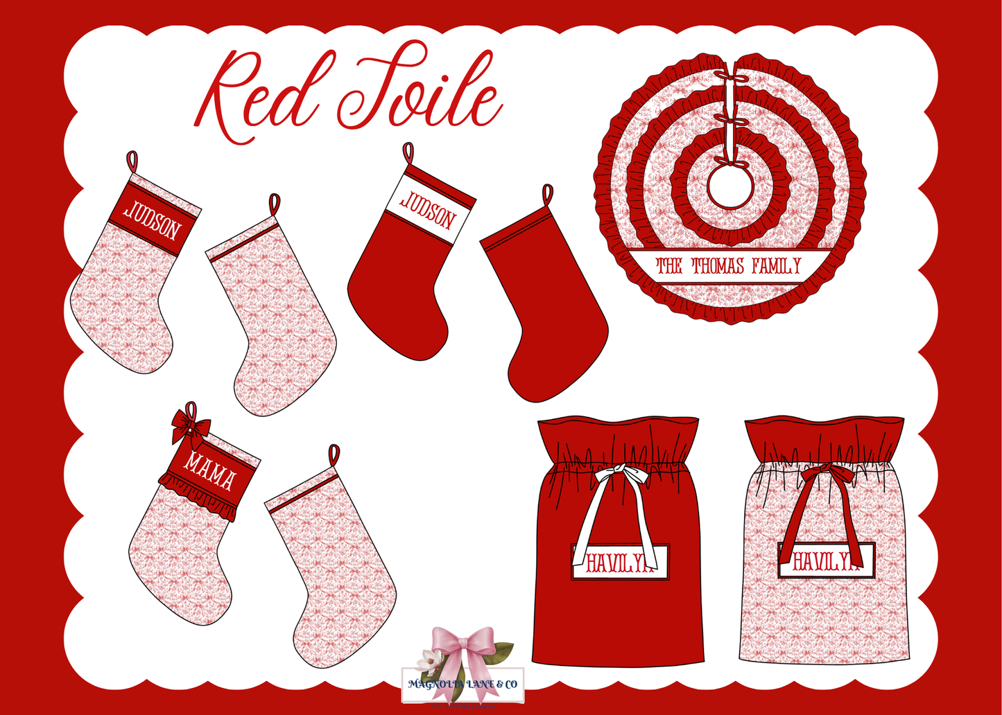 PO27: Red Toile Quilted Christmas Decor (ETA: November)