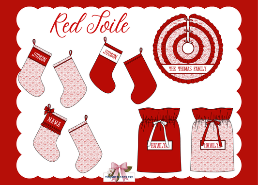 PO27: Red Toile Quilted Christmas Decor (ETA: November)