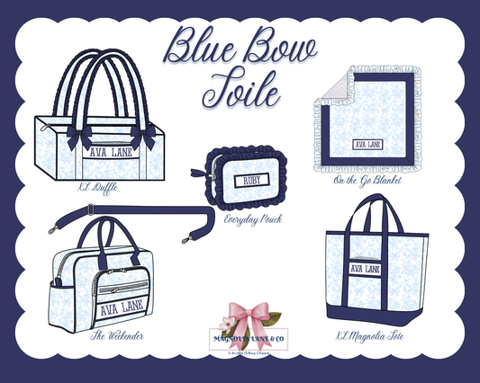 PO28: Blue Bow Toile Luggage (ETA: DECEMBER)