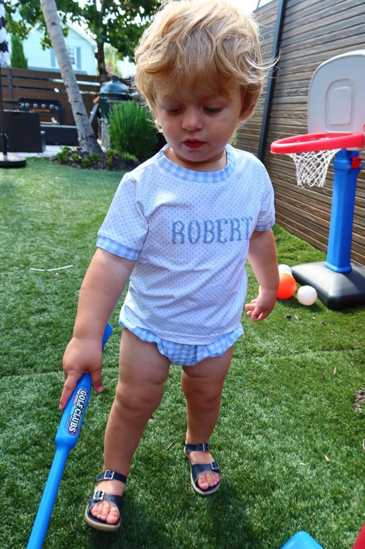 Boy’s Bitty Dot & Gingham Diaper Set