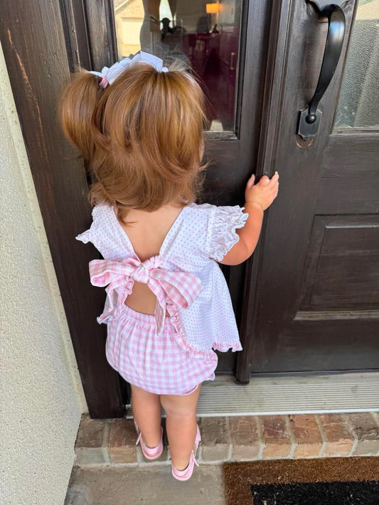 Girl's Bitty Dot & Gingham Bloomer Set