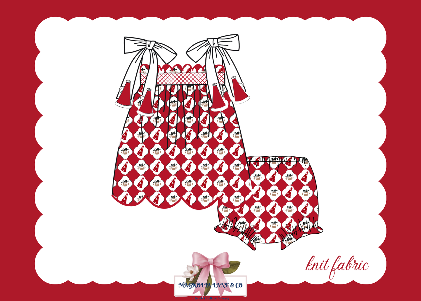 PO23: Red & White Go, Fight, Win Bloomer Set/Dress