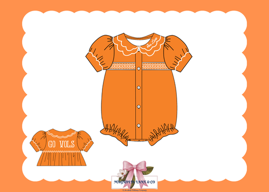 PO23: Girl’s Orange & White Tiny Tailgators Bubble