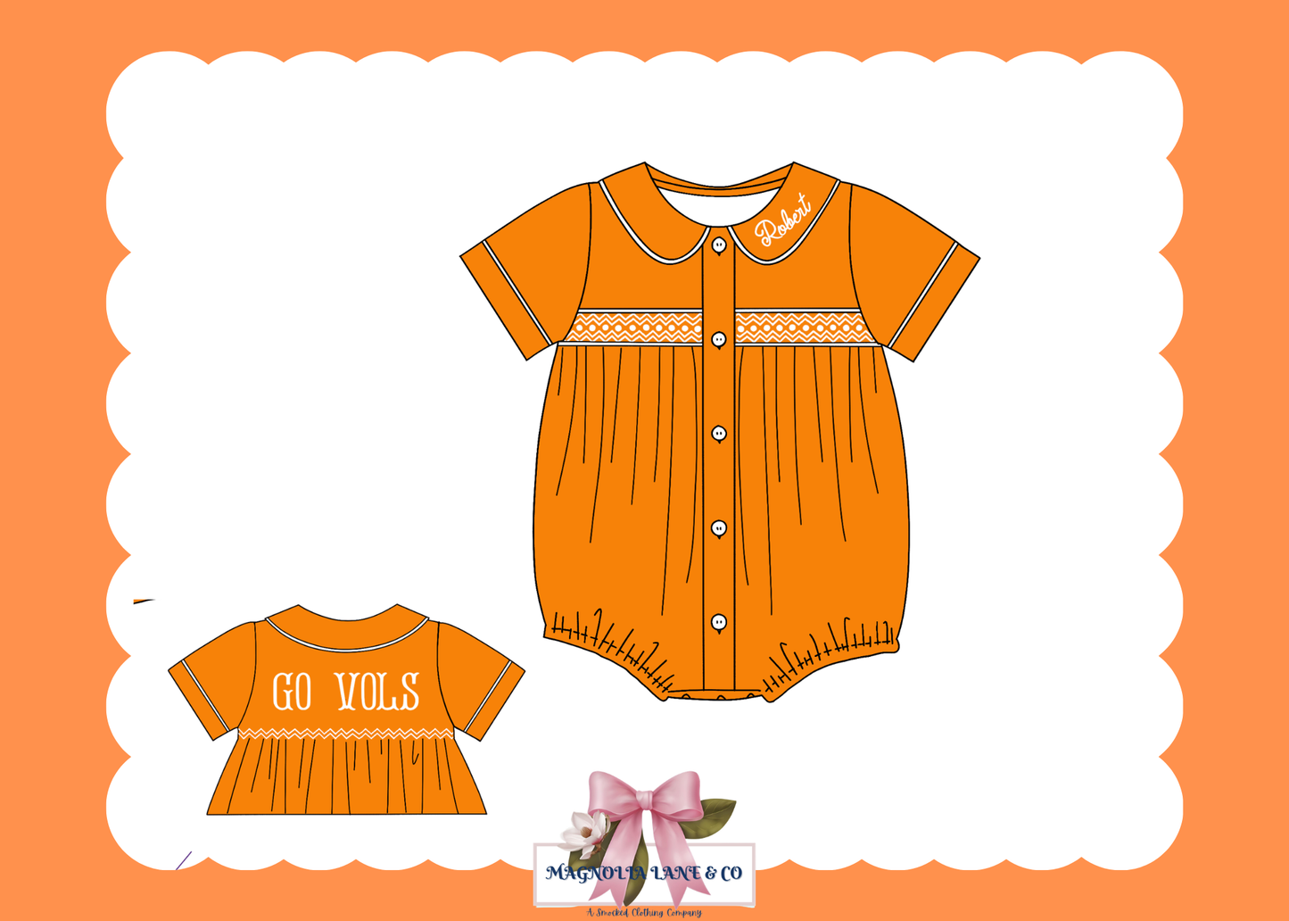 PO23: Boy’s Orange & White Tiny Tailgators Bubble