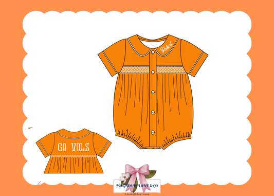 PO23: Boy’s Orange & White Tiny Tailgators Bubble