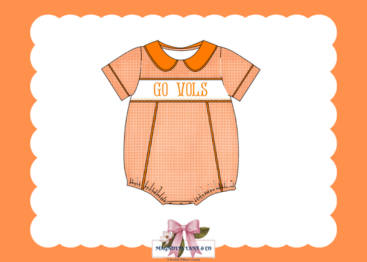 PO23: Boy’s Orange & White Gingham Game Day Bubble