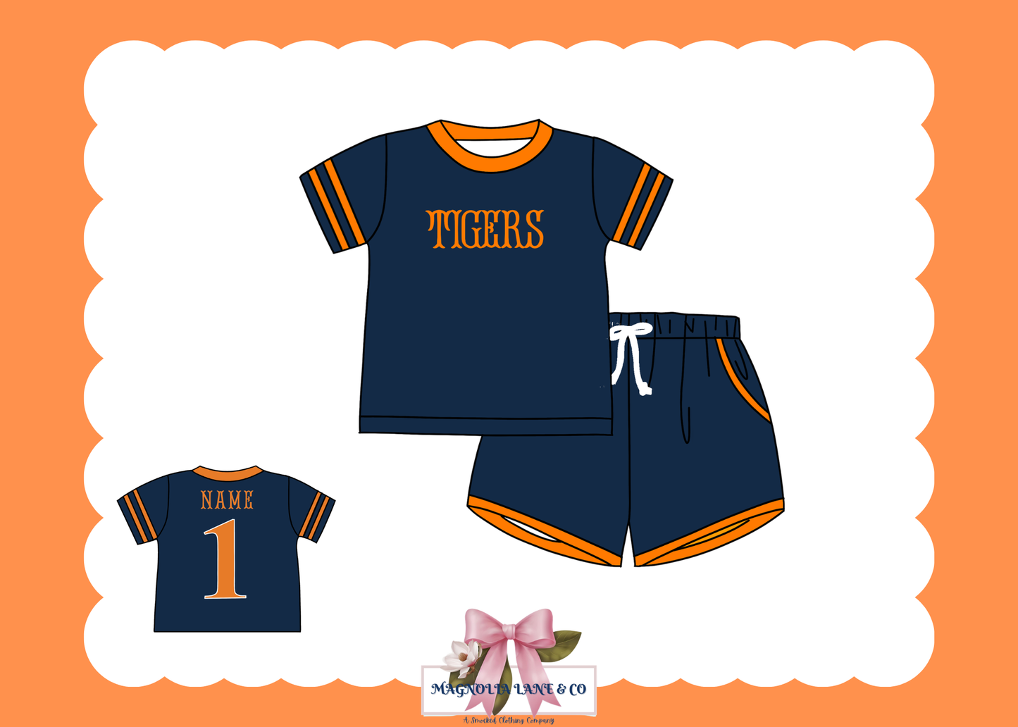 PO23: Navy & Orange Jerseys: Shorts Set