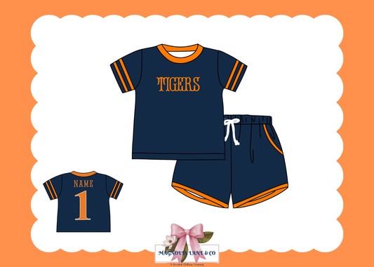 PO23: Navy & Orange Jerseys: Shorts Set