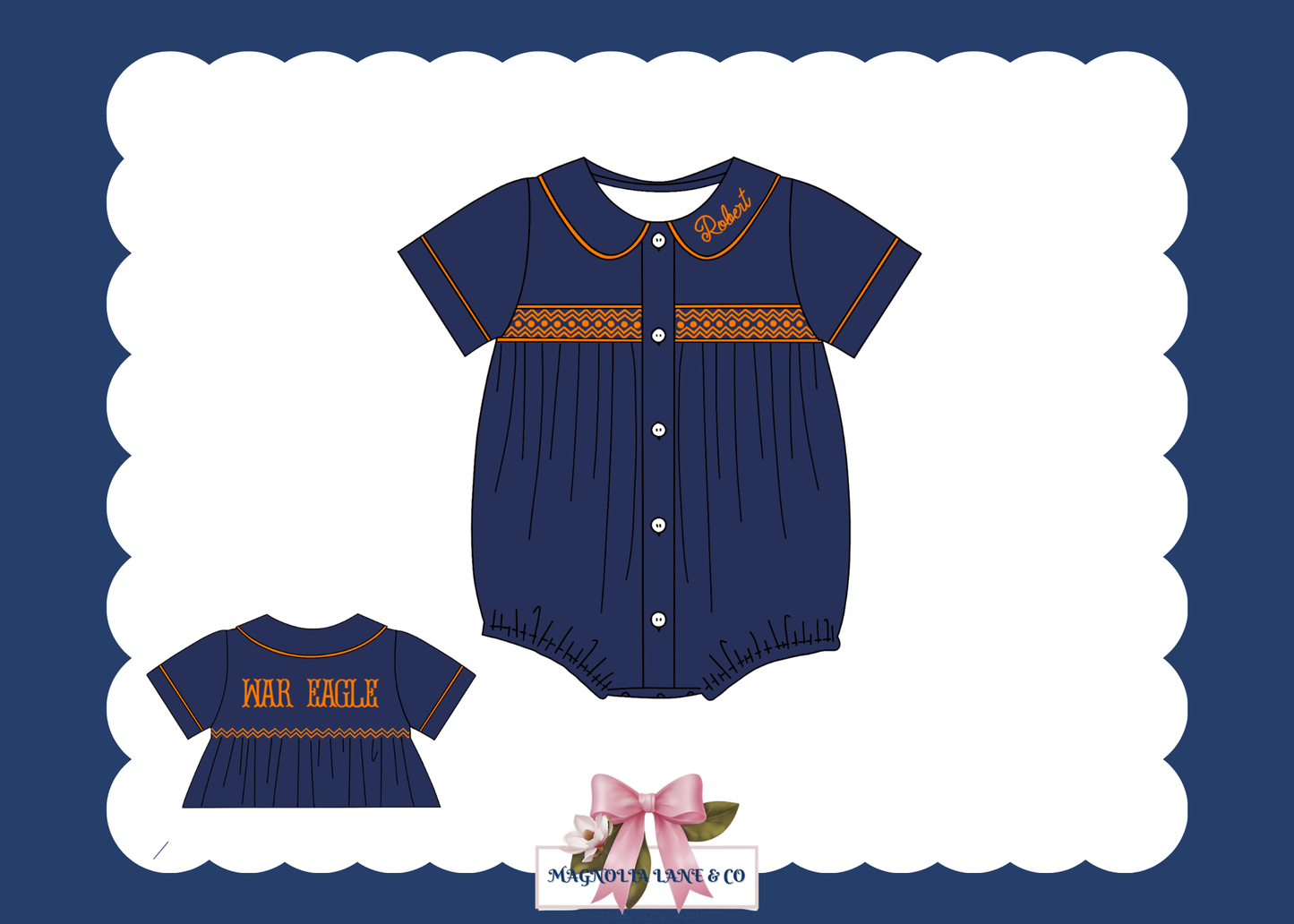 PO23: Boy’s Navy & Orange Tiny Tailgators Bubble