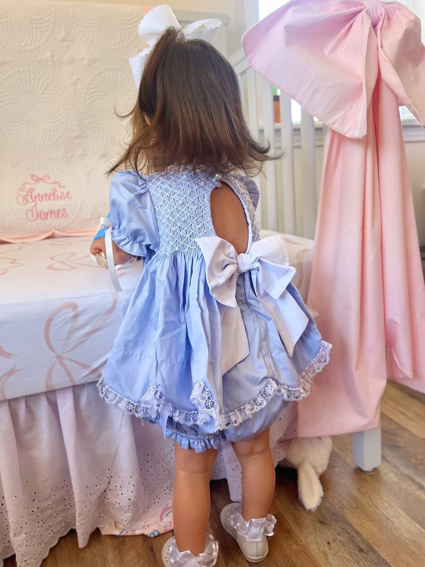 Girl's Blue Heirloom Bloomer Set