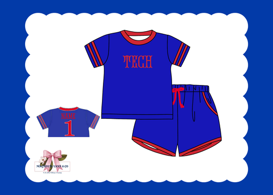 PO23: Royal Blue & Red Jerseys: Shorts Set