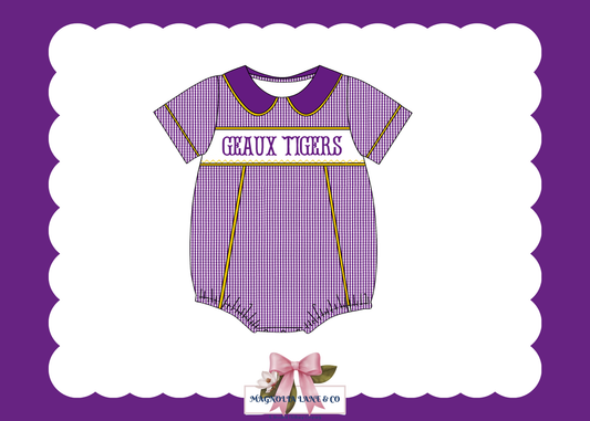 PO23: Boy’s Purple & Gold Gingham Game Day Bubble
