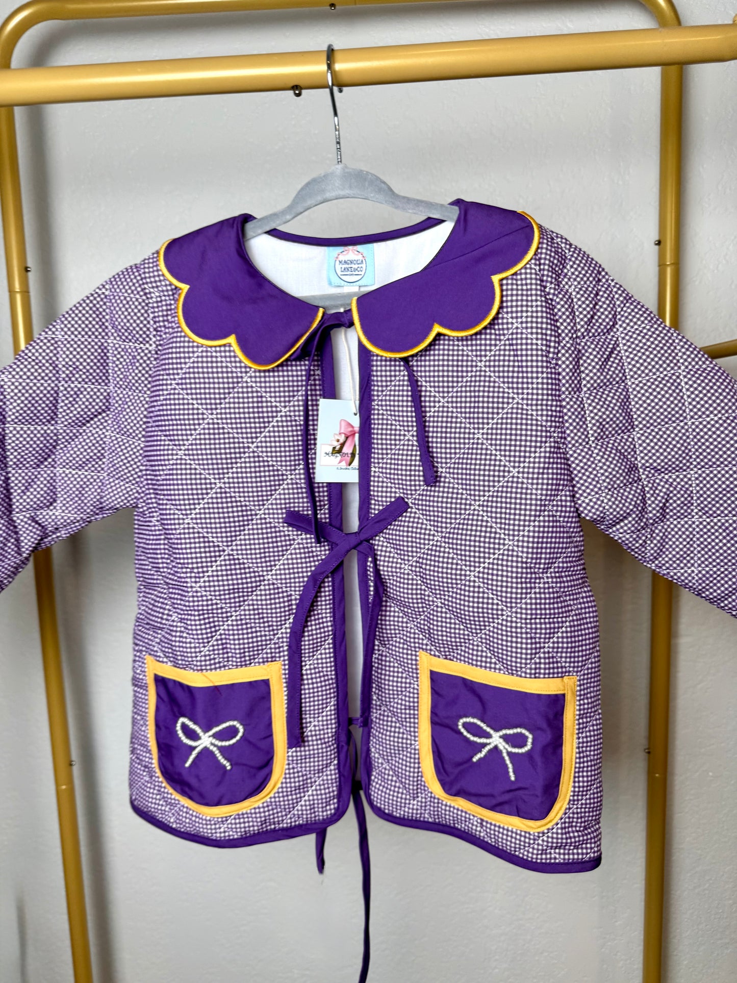 Girl's Purple & Gold Quilted Jacket - "GEAUX TIGERS"
