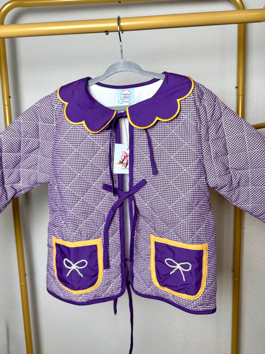 Girl's Purple & Gold Quilted Jacket - "GEAUX TIGERS"
