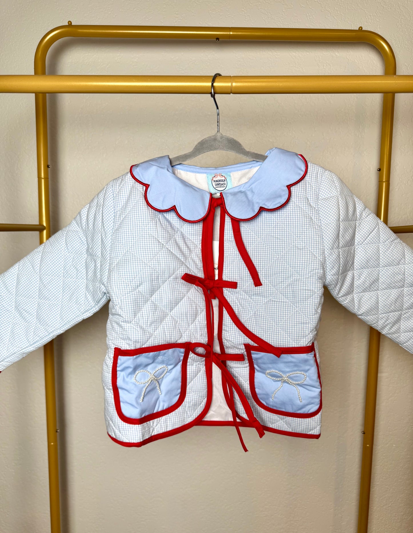 Girl's Blue & Red Quilted Jacket - "HOTTY TODDY"