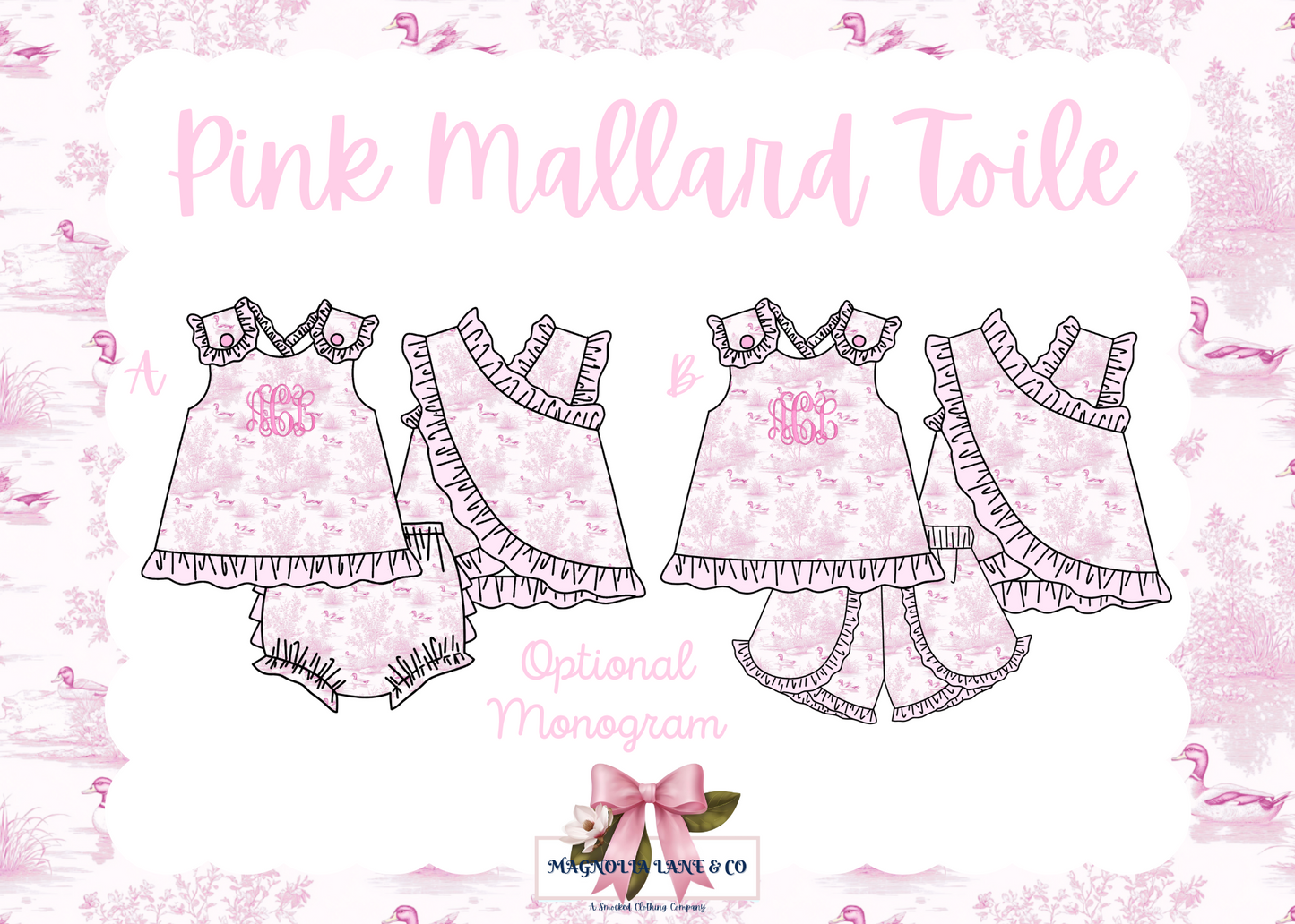 Pink Mallard Toile Bloomer Set
