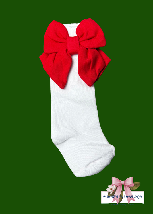 Girl's Red Bow Socks