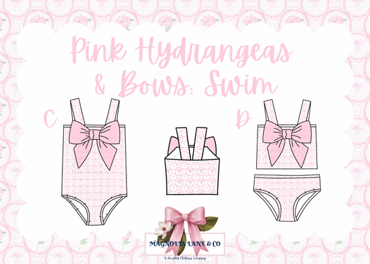 PO6: Pink Hydrangeas & Bows: Swim