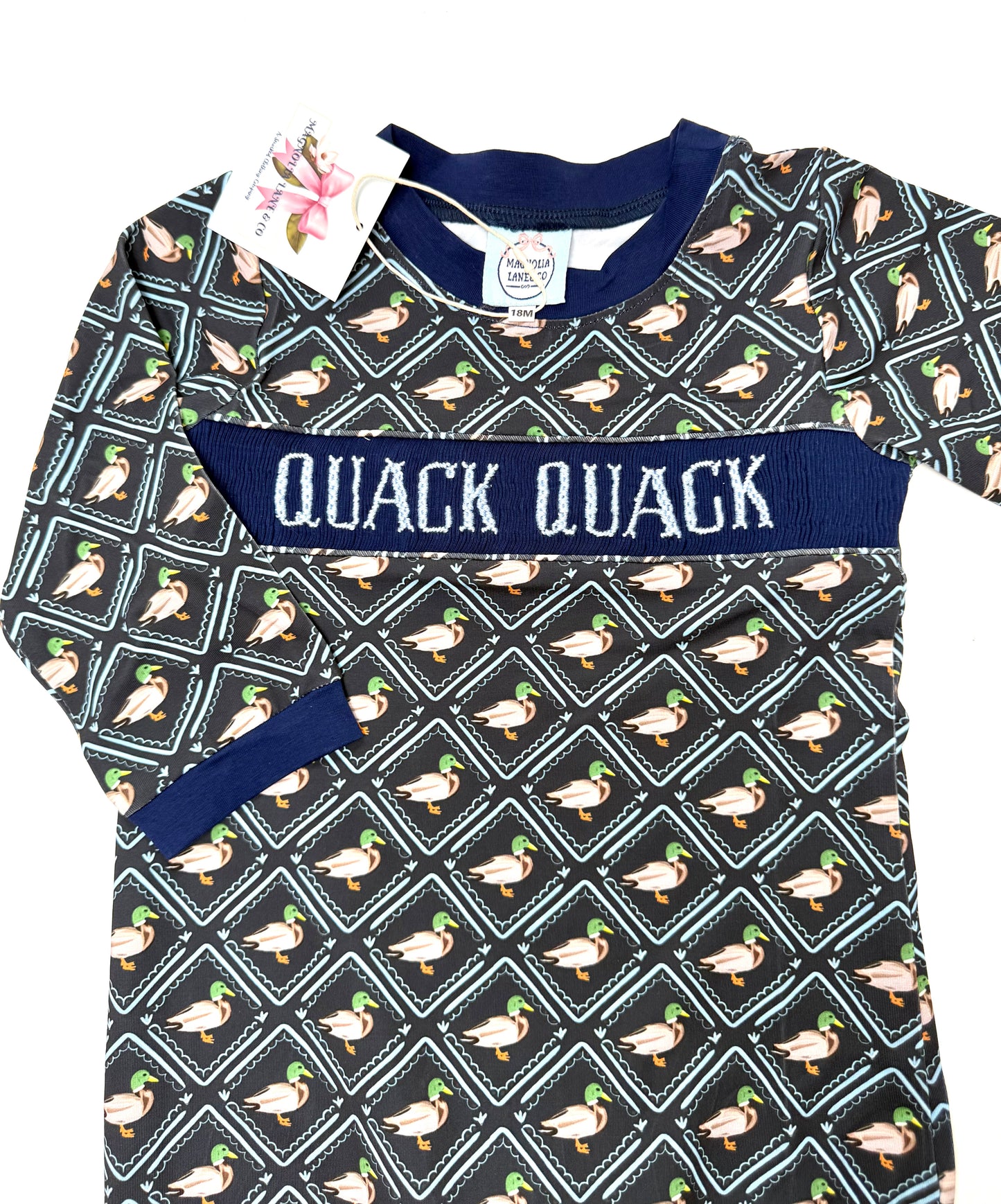 Mallard Patchwork Romper - "QUACK QUACK"