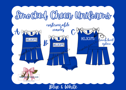PO8: Blue/White Cheer Uniforms