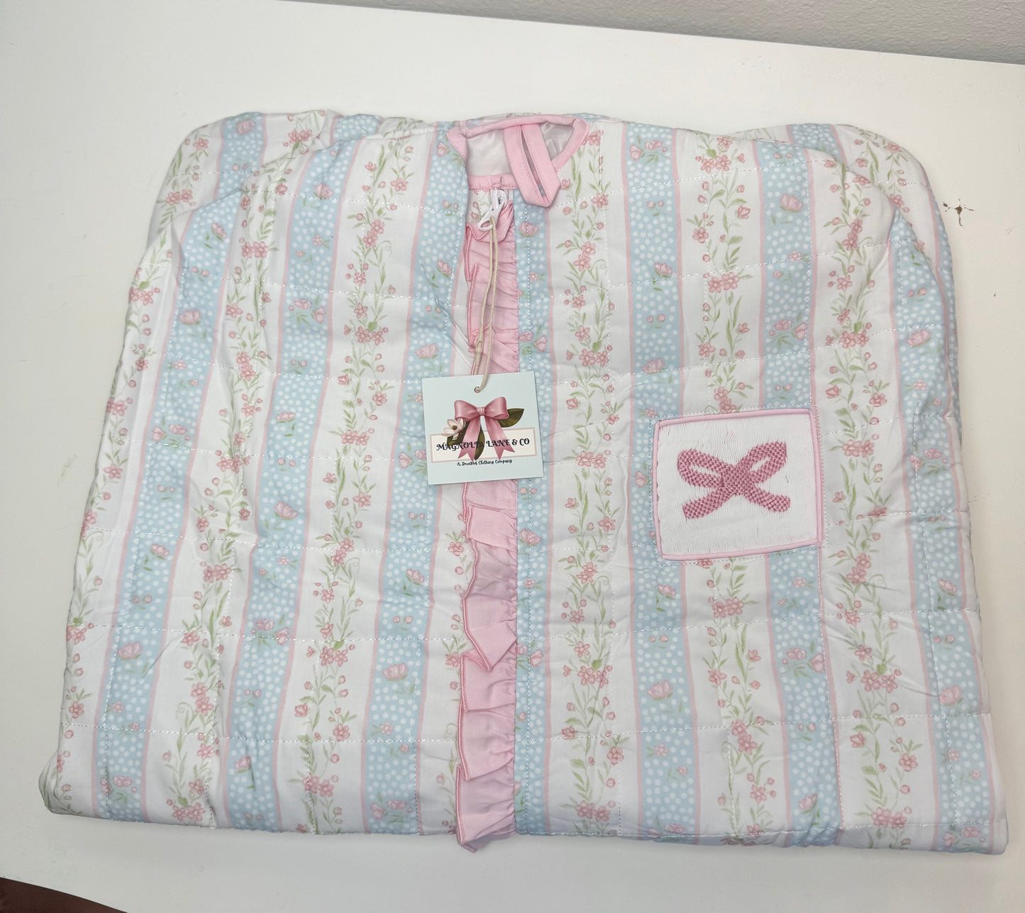 PO21: Striped Floral Garment Bag w/ Bow