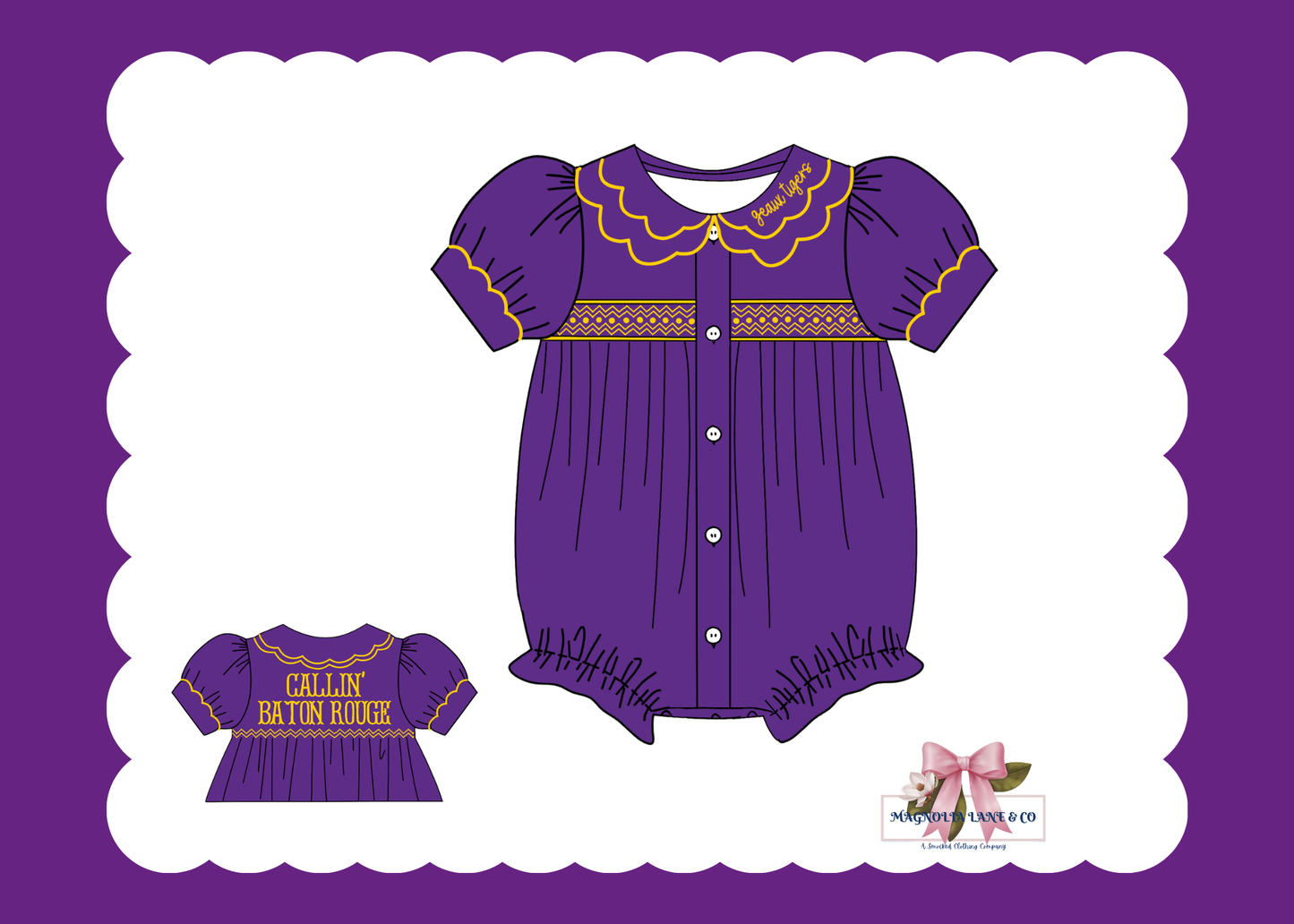 PO23: Girl’s Purple & Gold Tiny Tailgators Bubble