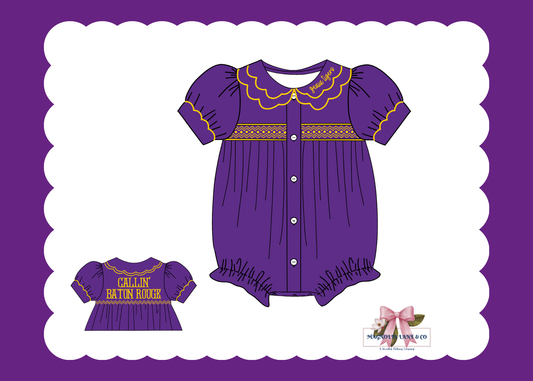PO23: Girl’s Purple & Gold Tiny Tailgators Bubble