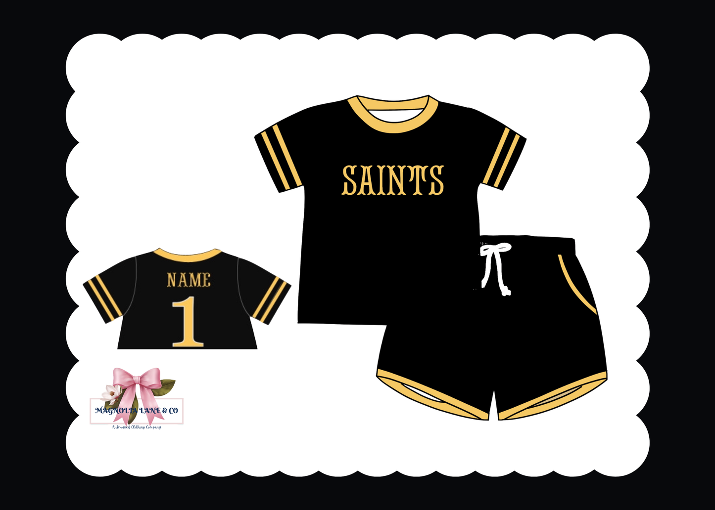 PO23: Black & Gold Jerseys: Shorts Set