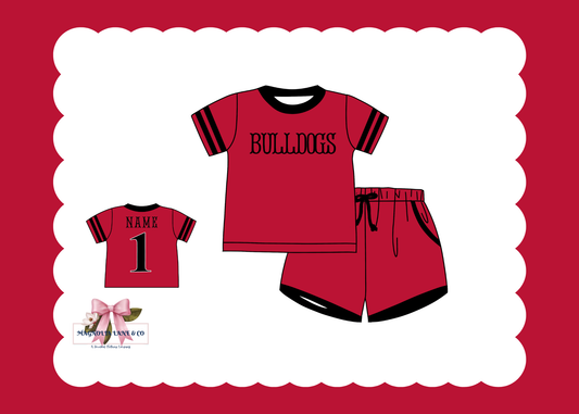 PO23: Red & Black Jerseys: Shorts Set