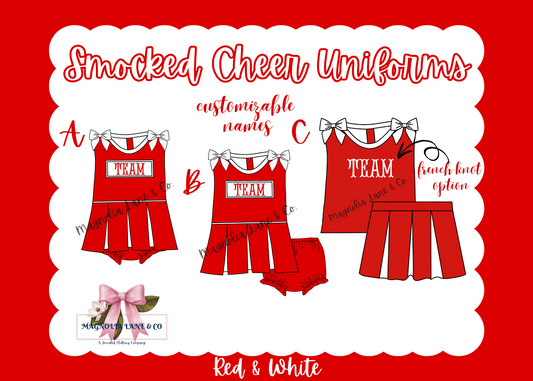 PO8: Red/White Cheer Uniforms