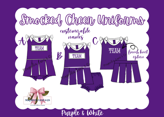 PO8: Purple/White Cheer Uniforms