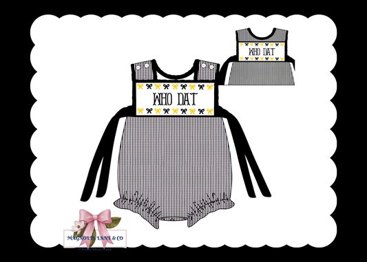 PO23: Girl’s Black & Gold Gingham Game Day Bubble
