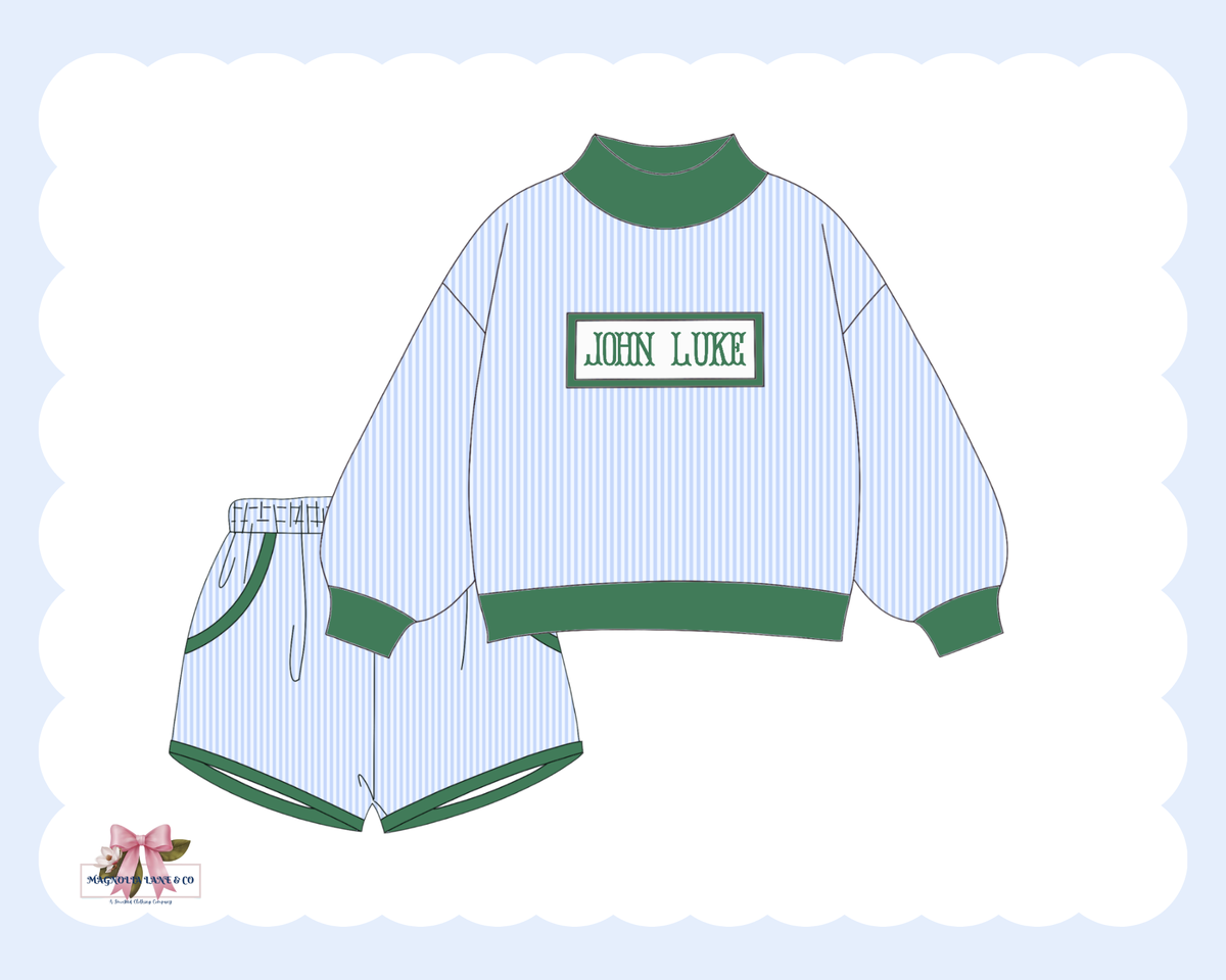 PO30: Boy's Blue Striped Set (ETA: January)