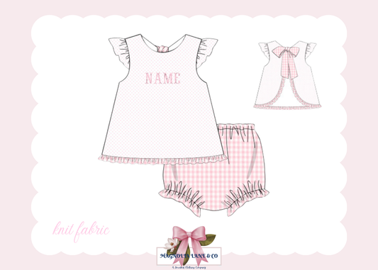 PO22: Girl's Bitty Dot & Gingham Bloomer Set
