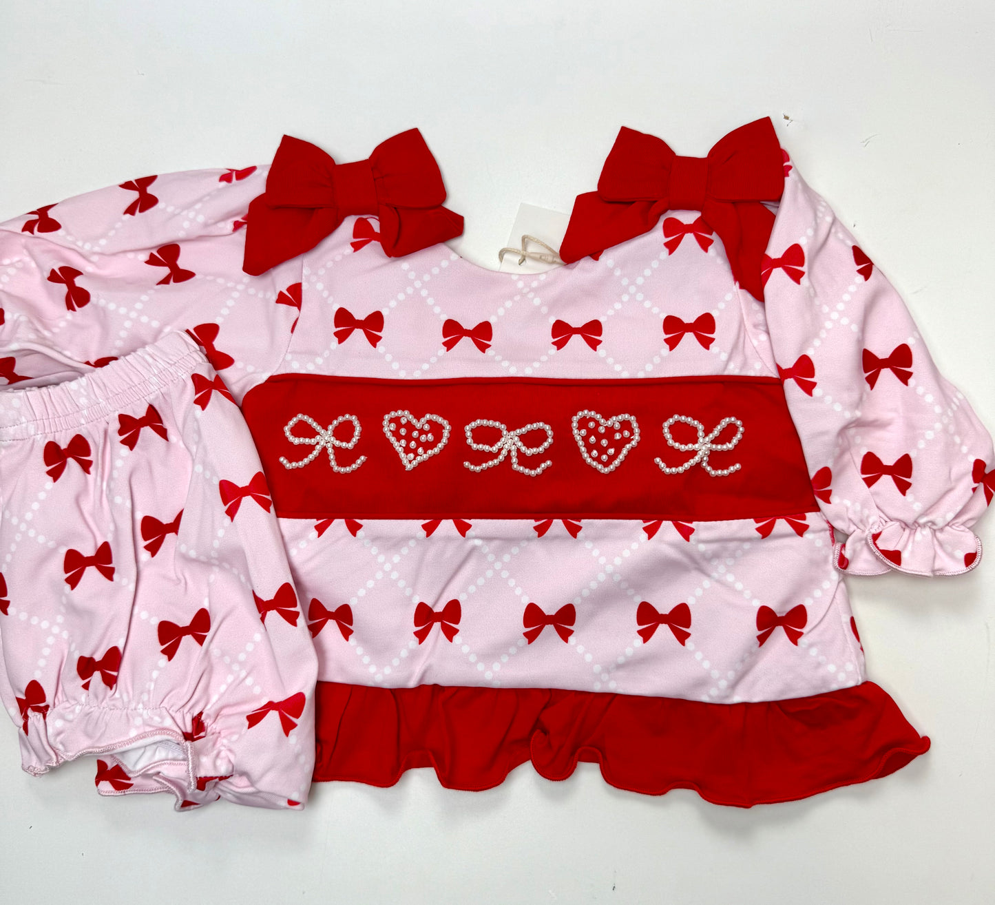 Valentine's Bows & Pearls Bloomer Set