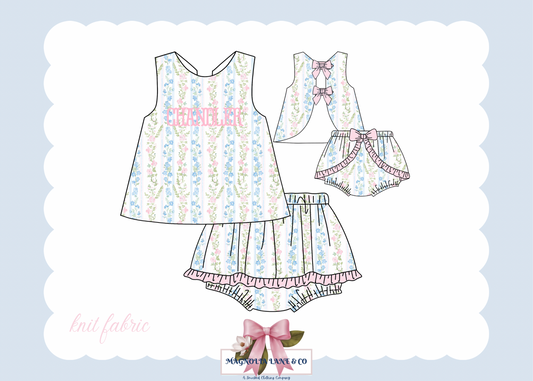 PO22: Girl’s Floral & Stripes Bloomer Set