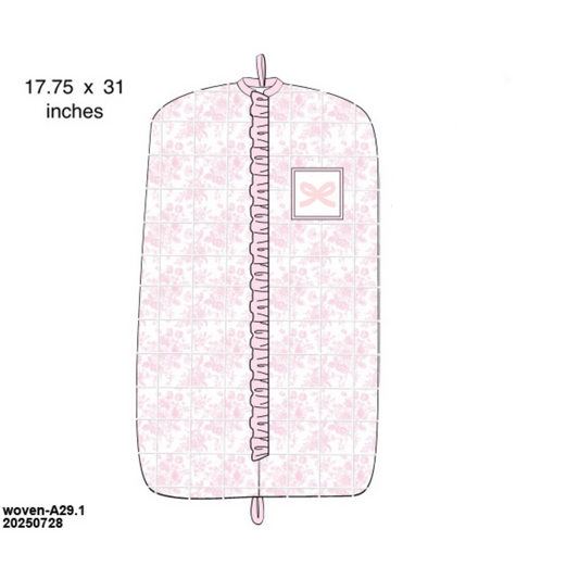 PO21: Pink Toile Garment Bag w/ Bow