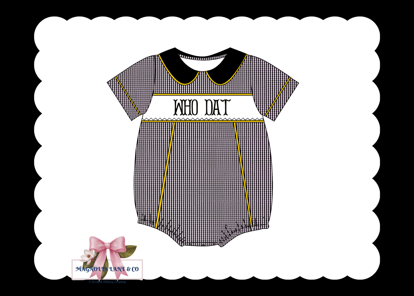 PO23: Boy’s Black & Gold Gingham Game Day Bubble