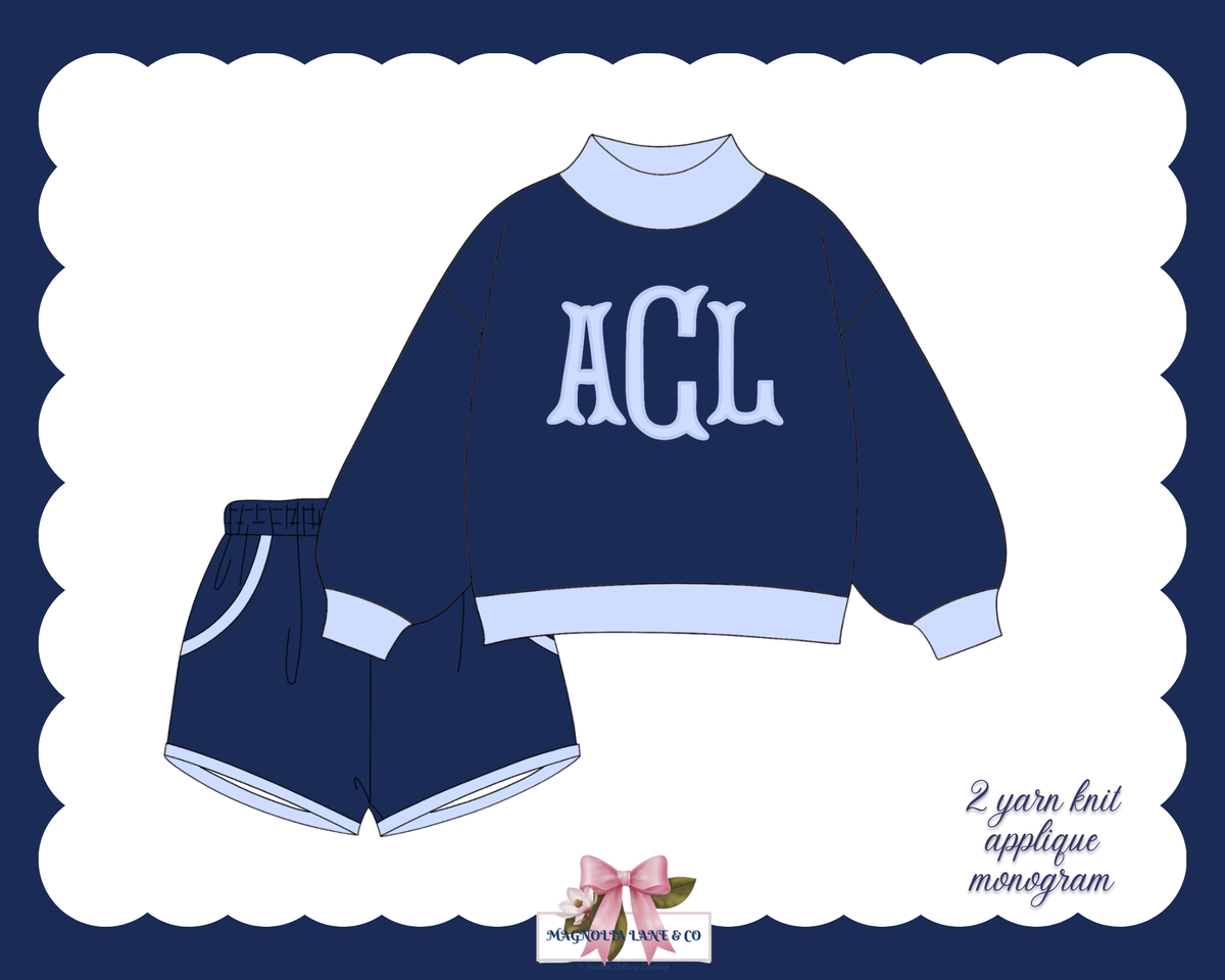 PO30: Boy's Navy & Blue Applique Monogram Set(ETA: January)