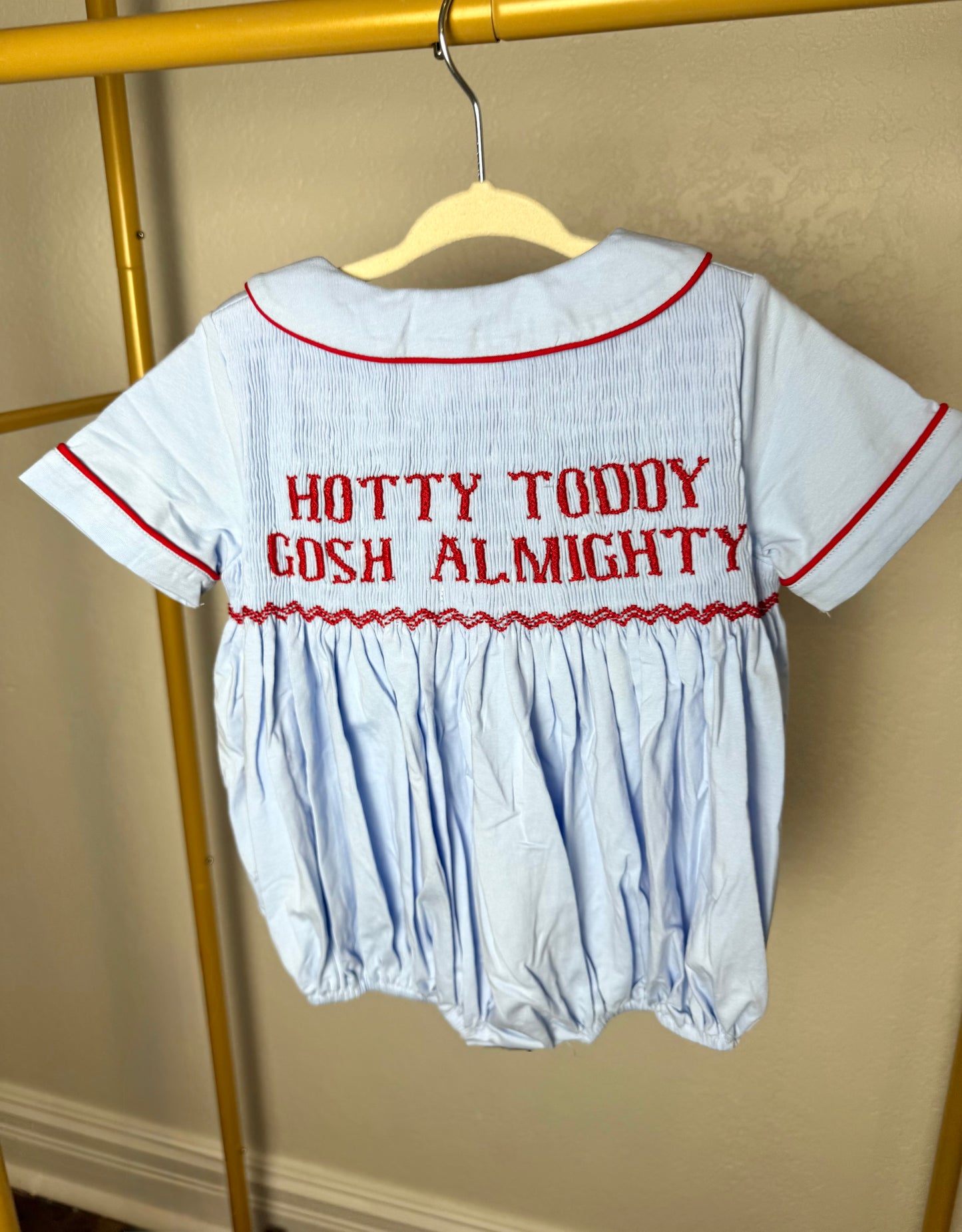 Boy's Blue & Red Tiny Tailgater Bubble - "HOTTY TODDY GOSH ALMIGHTY"