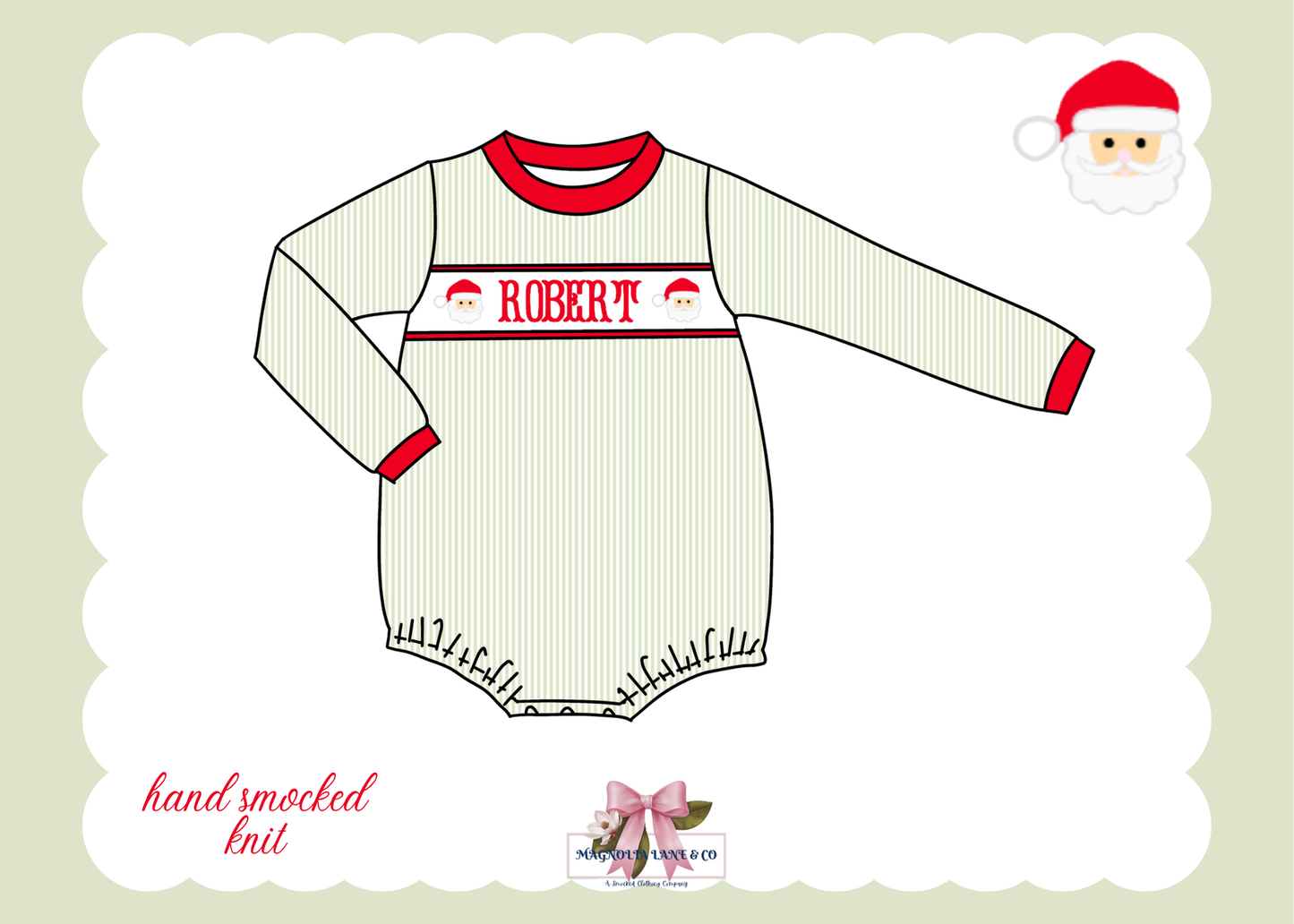 PO26: Santa Name Smocks (White Santa): Boy’s Bubble (ETA: October)