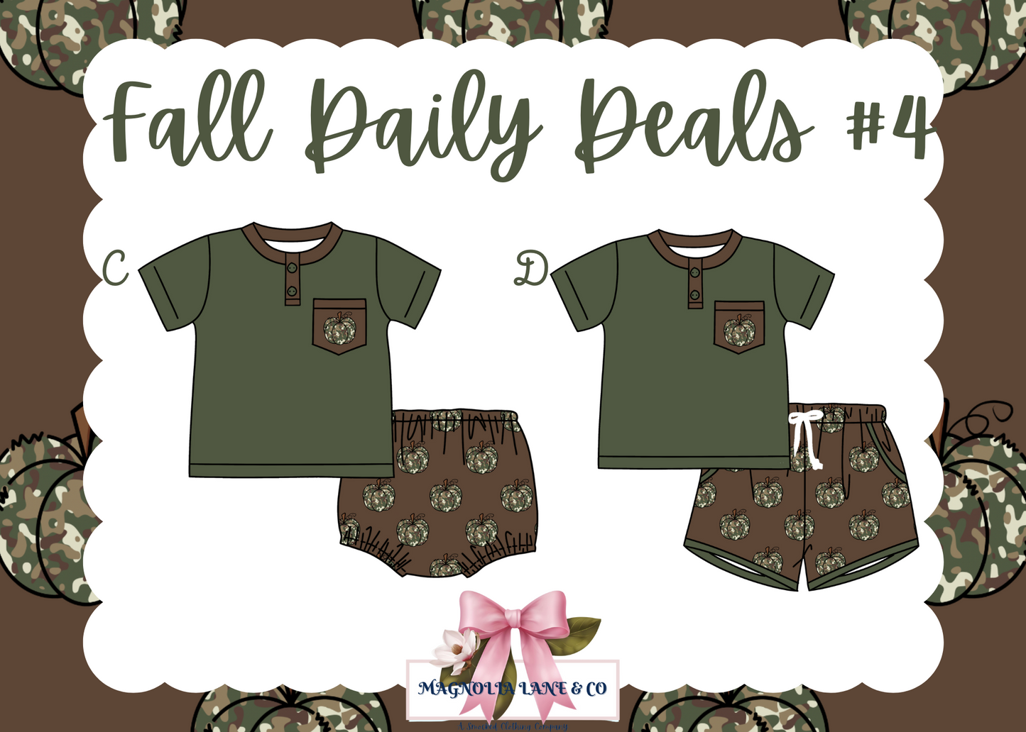 Boy's Camo Pumpkins Shorts Set