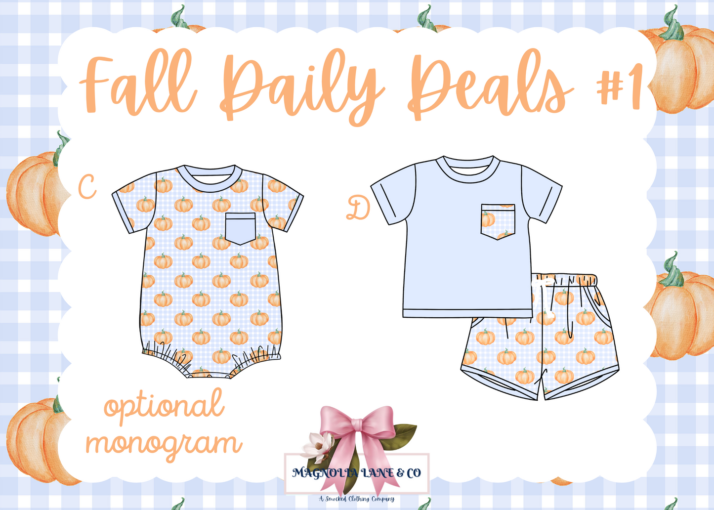 Boy's Gingham Pumpkins Bubble