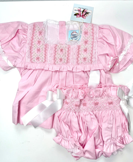Girl's Pink Heirlooms Bloomer Set